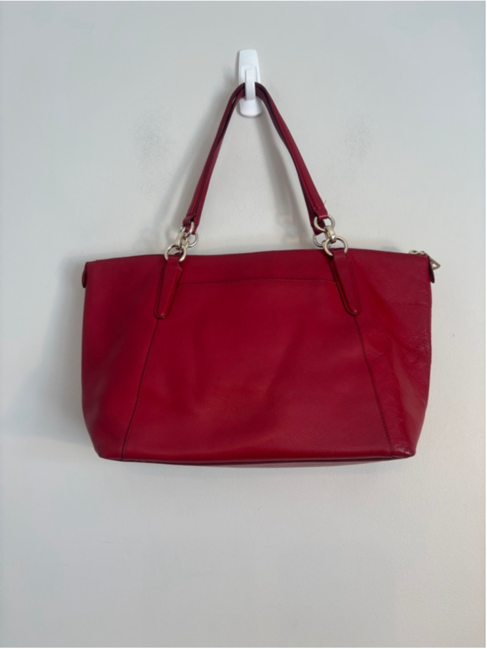 Coach Red Leather Double Strap Hand Bag Tote Bag Classic Career Luxury - Picture 5 of 11